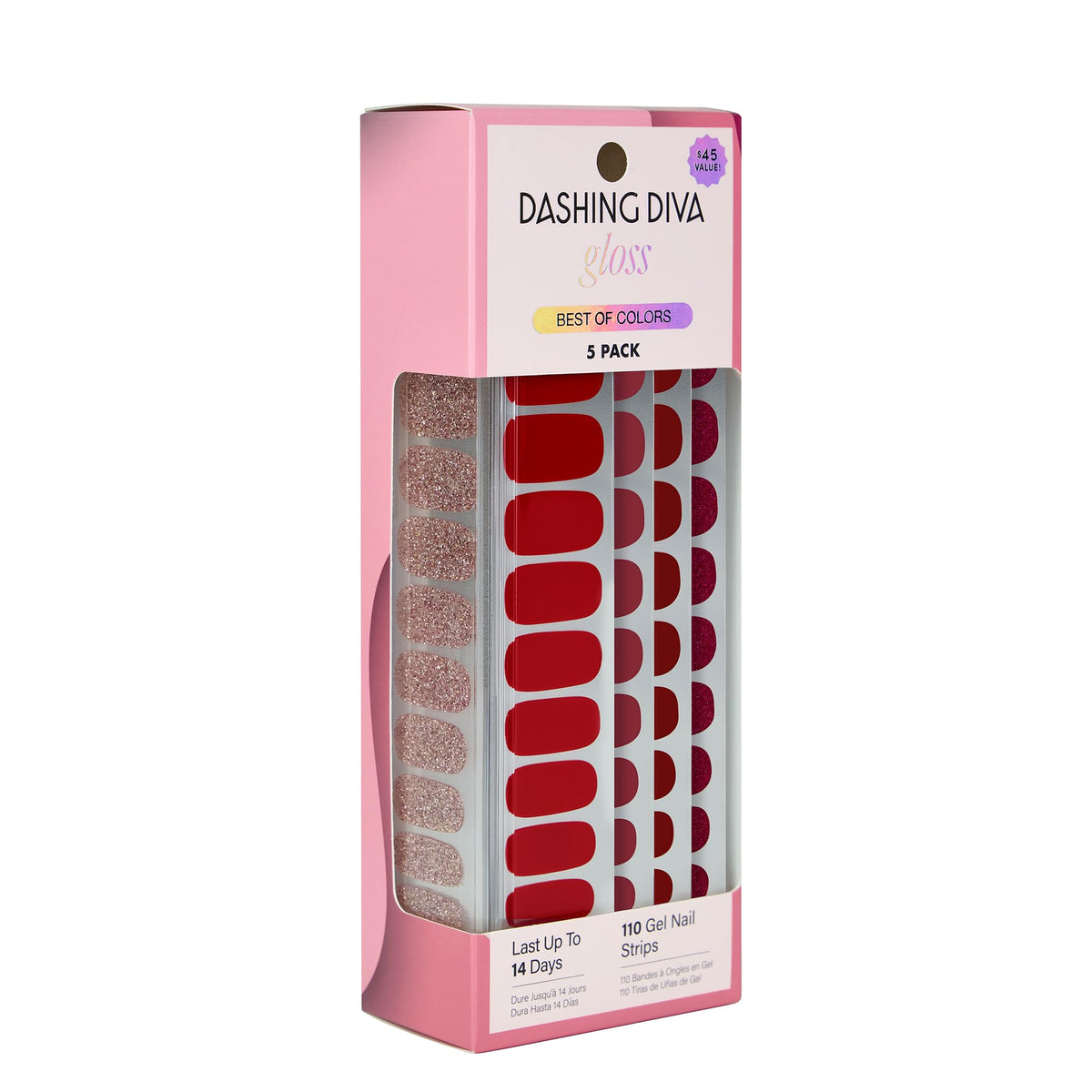 Dashing Diva Gloss Nail Strips 5-in-1 Kit front view with red nail strips