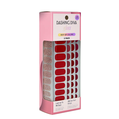 Dashing Diva Gloss Nail Strips 5-in-1 Kit front view with red nail strips