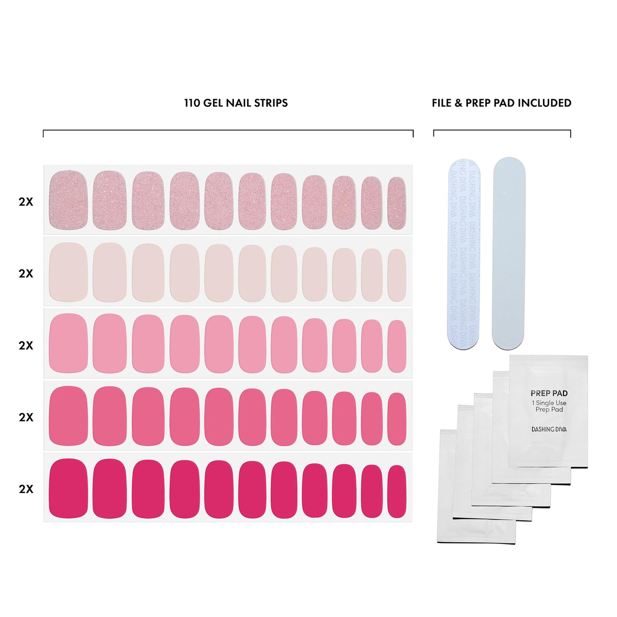 Dashing Diva Gloss Nail Strips 5-in-1 Kit with gel nail wraps displayed