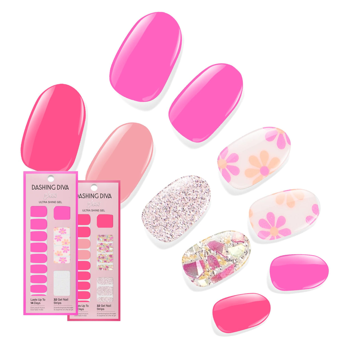 Dashing Diva Gloss Nail Strips Bundle Coral Reef and Palm Beach sets front view