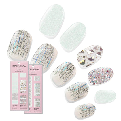 Dashing Diva Gloss Nail Strips Bundle front view with Meteor Shower and Going Platinum sets