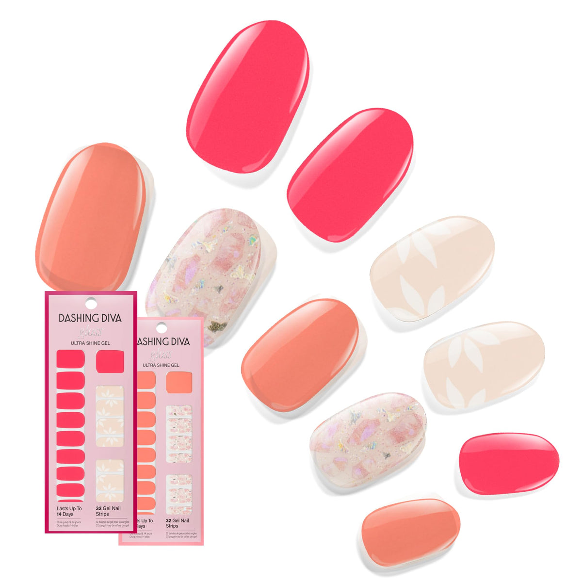 Dashing Diva Gloss Nail Strips Bundle Fruit Punch Petals front view