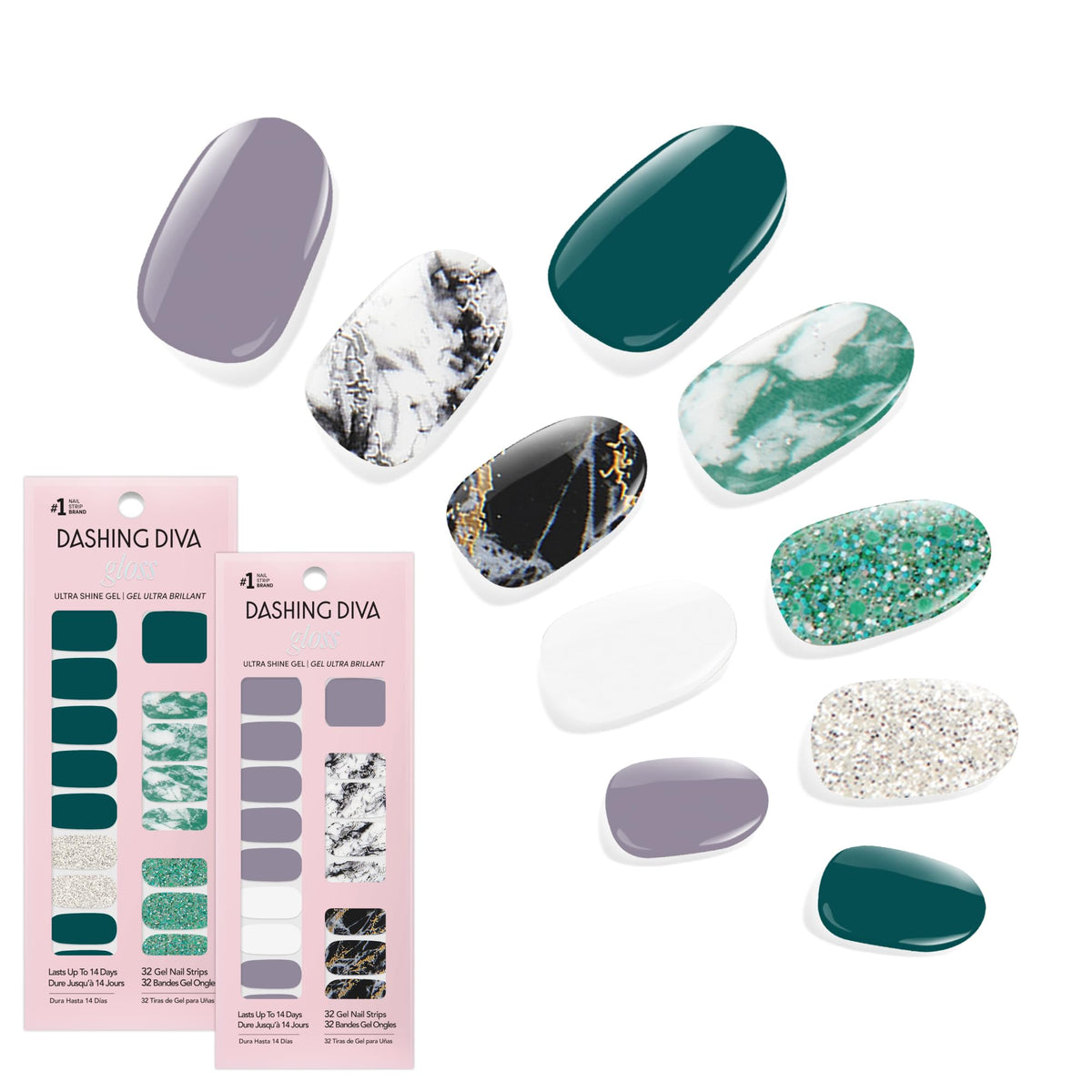 Dashing Diva Gloss Nail Strips Bundle - Natural Wonder set front view