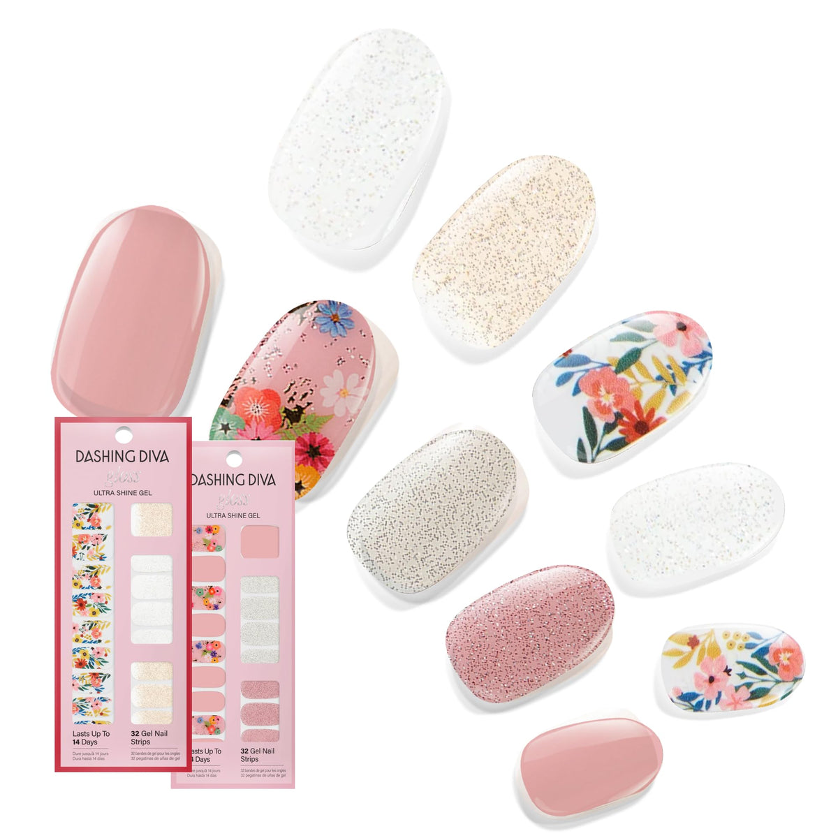 Dashing Diva Gloss Nail Strips Bundle Spring Florals Collection front view