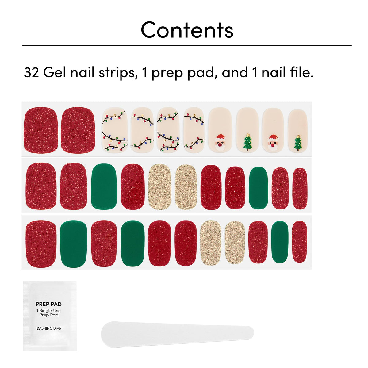 Dashing Diva Gloss Nail Strips Santa Baby application process with prep pad