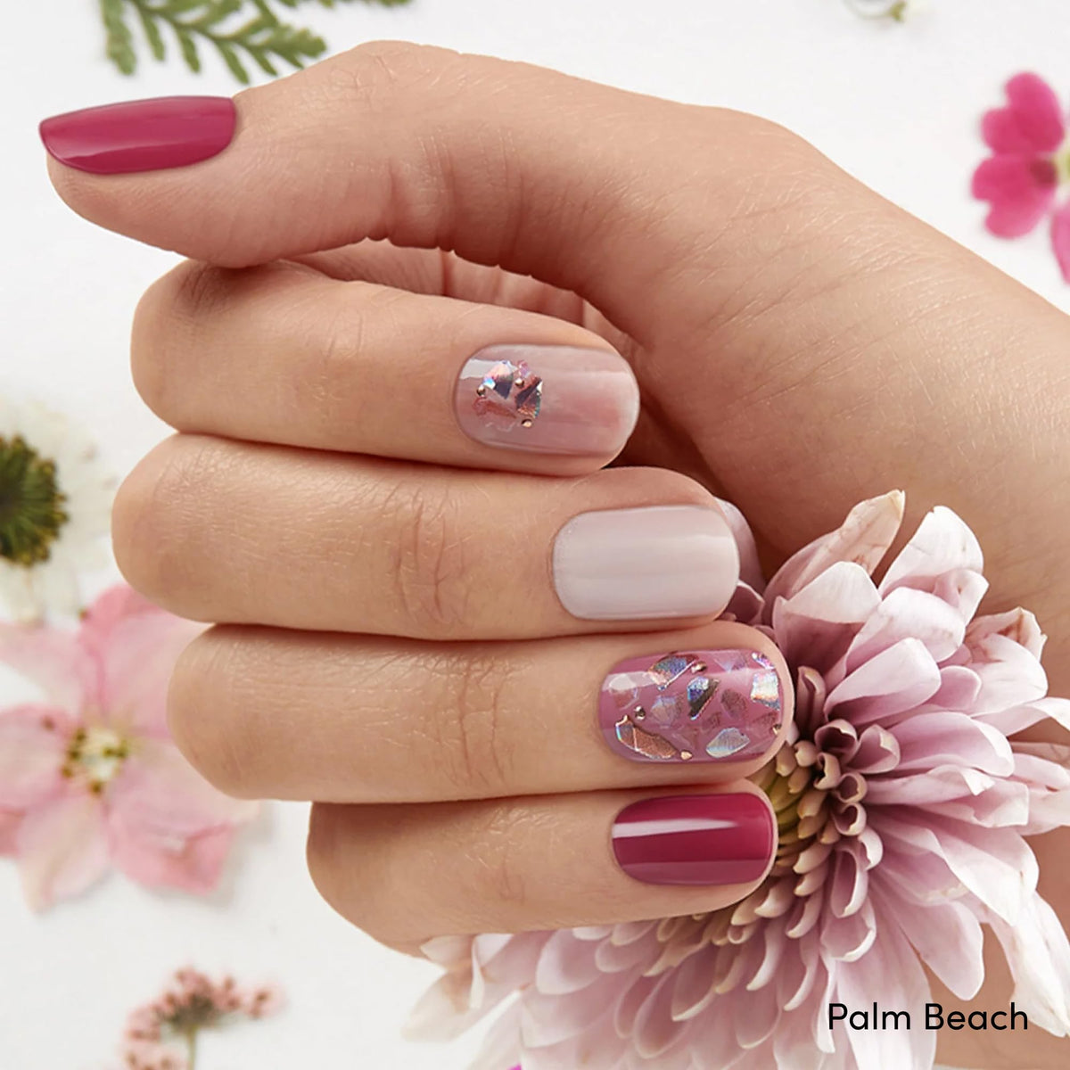 Dashing Diva nail strips application process with prep pad and file