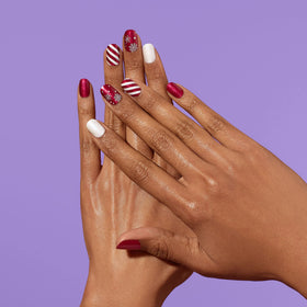 Dashing Diva Peppermint Marvel nail strips showing glitter design