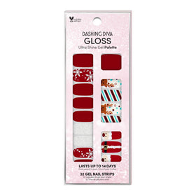 Dashing Diva Santa's Helper Gloss Nail Strips front view with festive designs