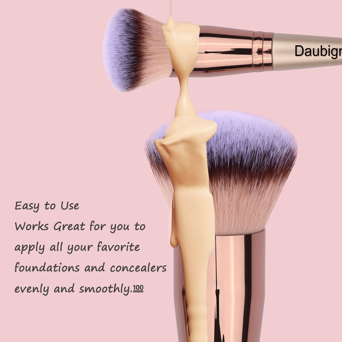 Daubigny brush on a makeup table with products