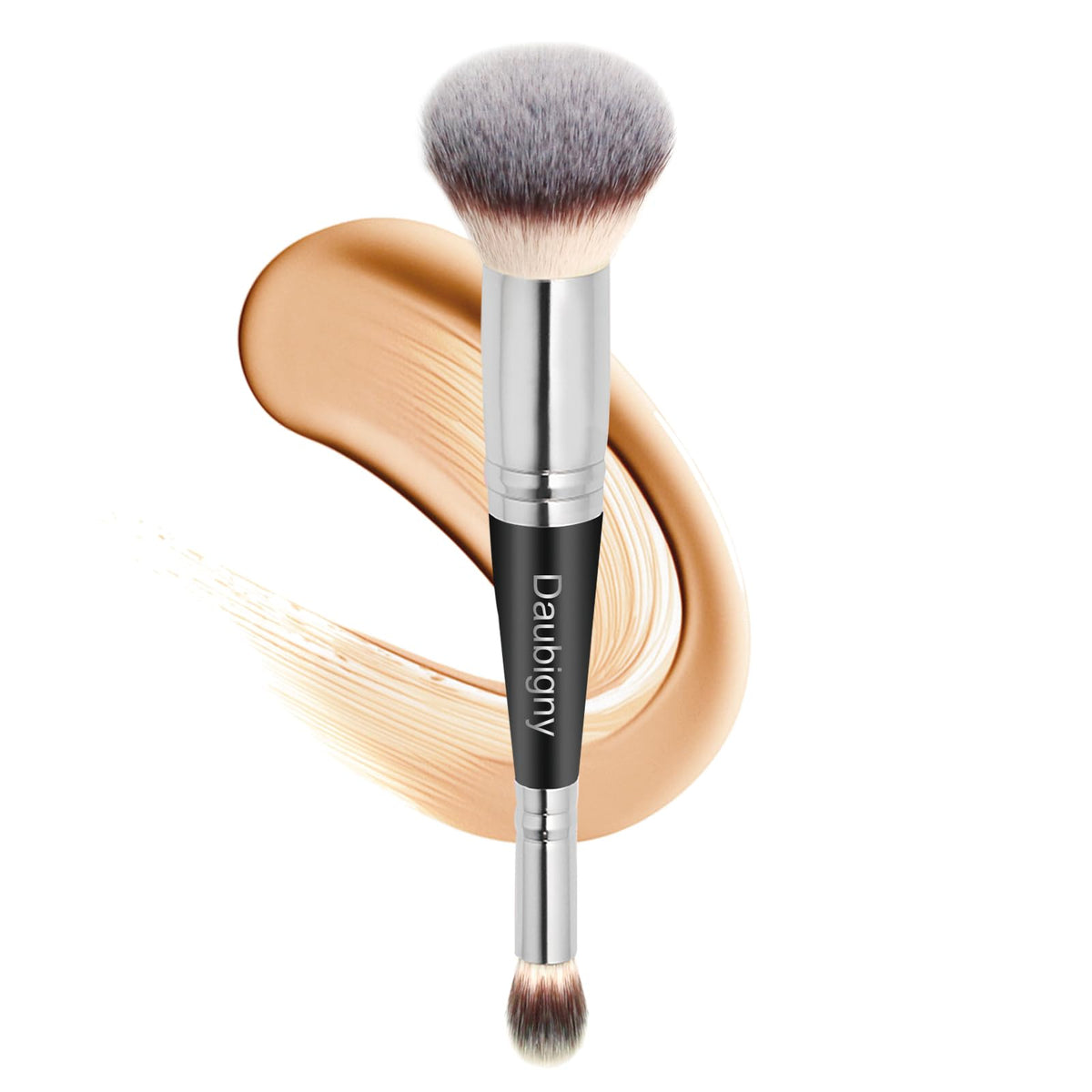 Daubigny Dual-ended Foundation Brush front view with soft bristles