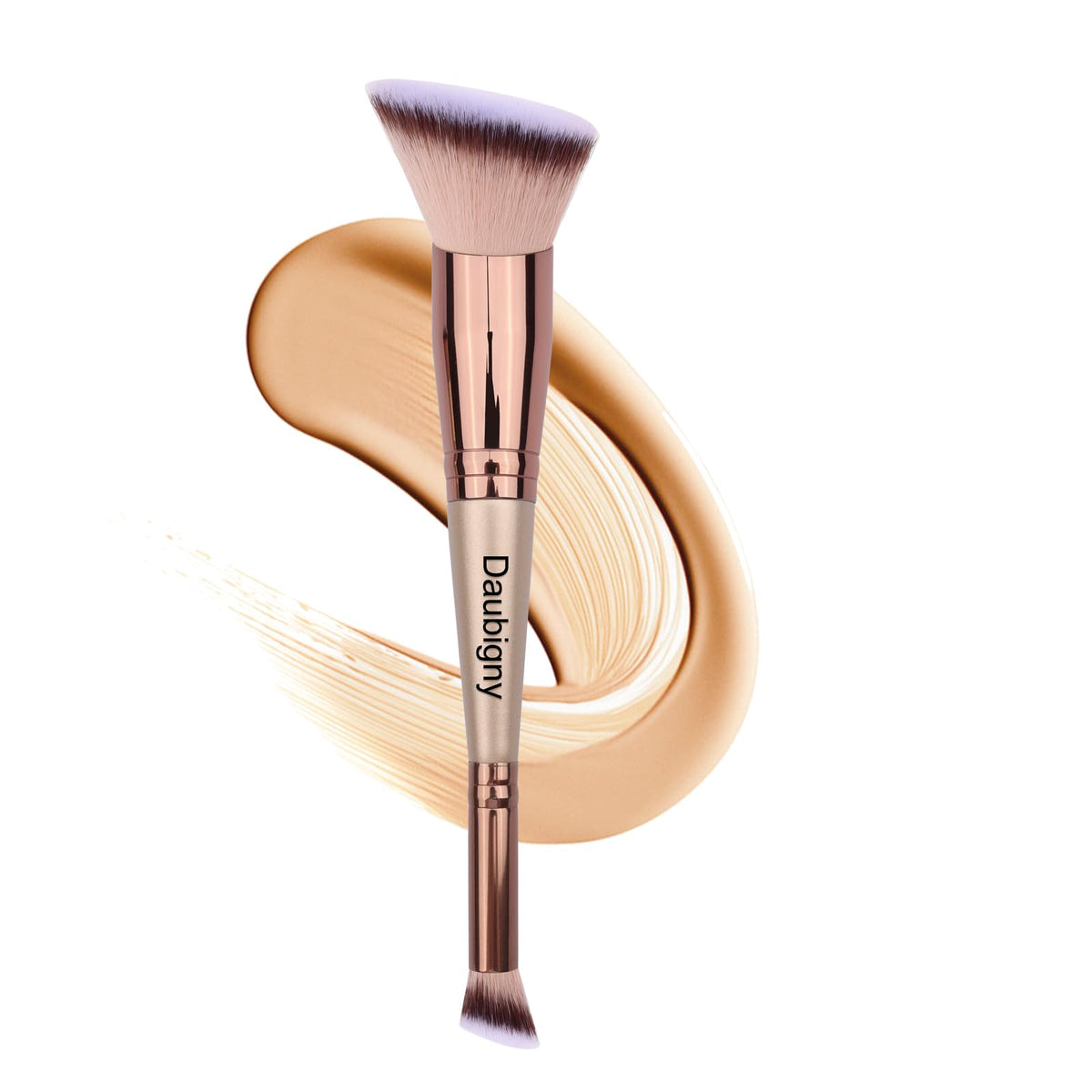 Daubigny Dual-ended Foundation Brush front view with soft bristles