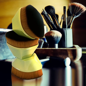 Daubigny Foundation Brush displayed on a vanity