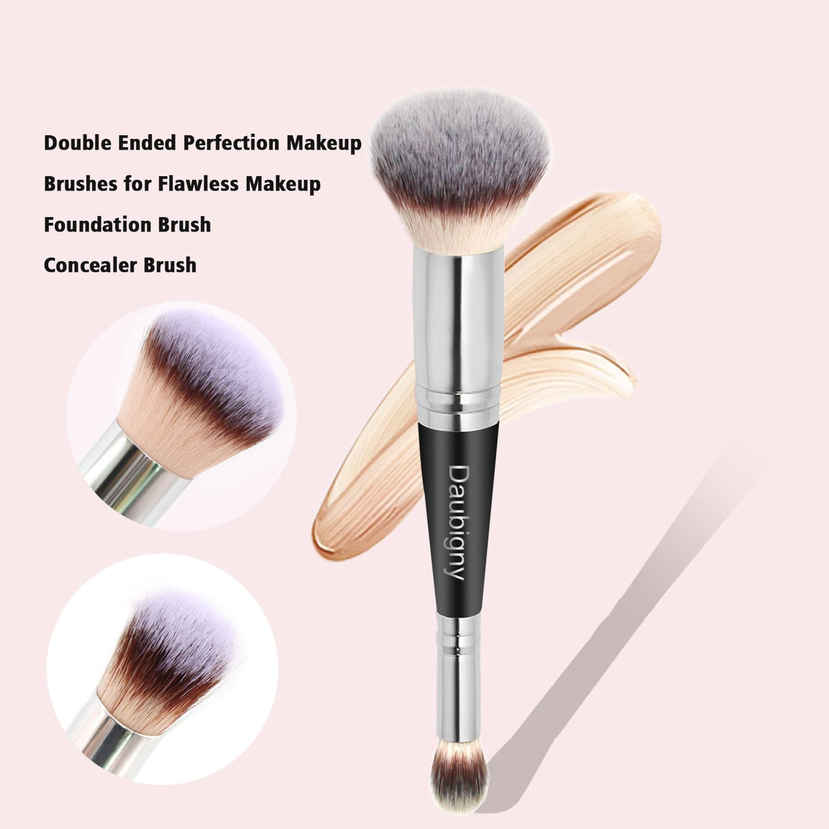 Daubigny Foundation Brush in packaging showcasing its features