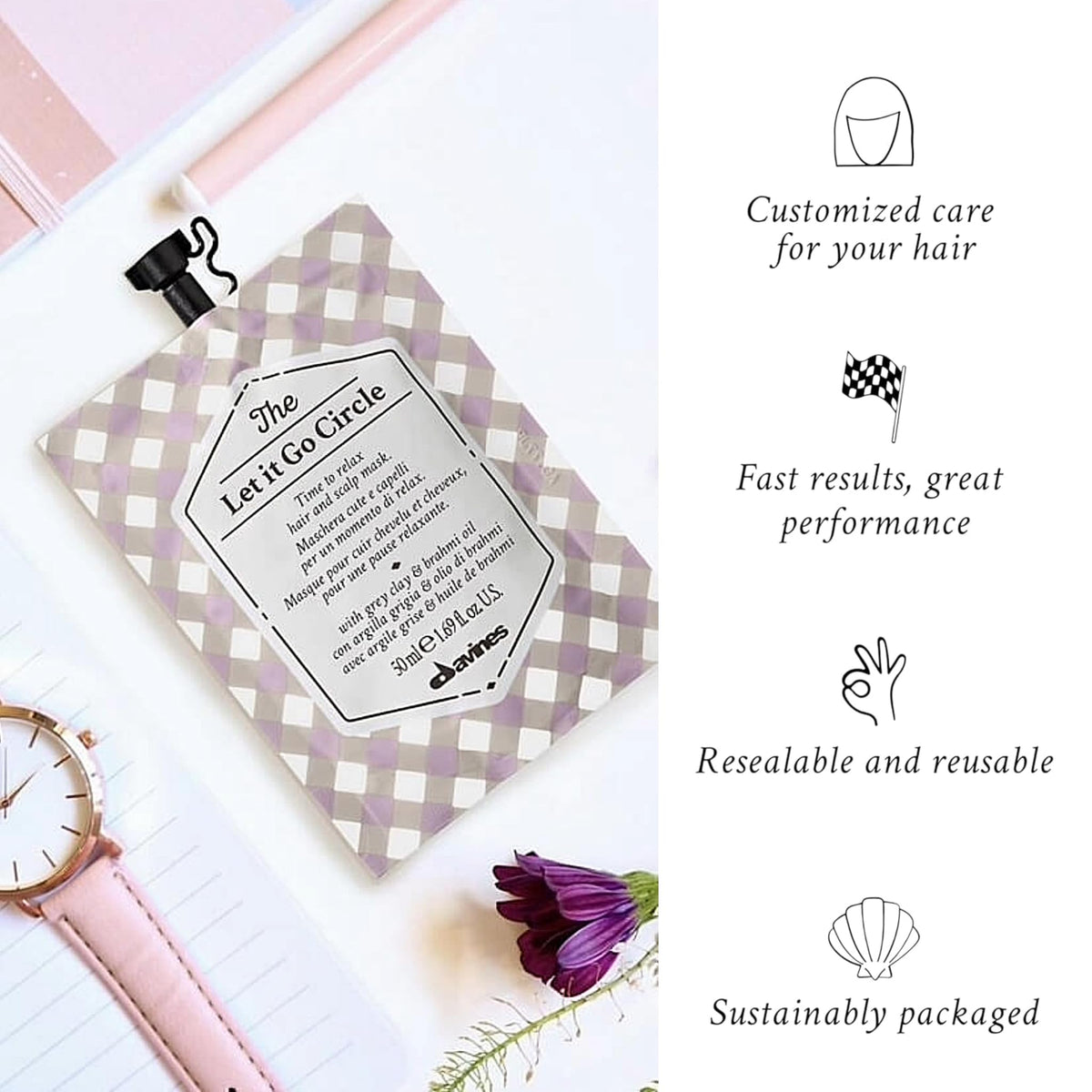 Davines Let It Go Circle Hydrating Hair & Scalp Mask application on hair