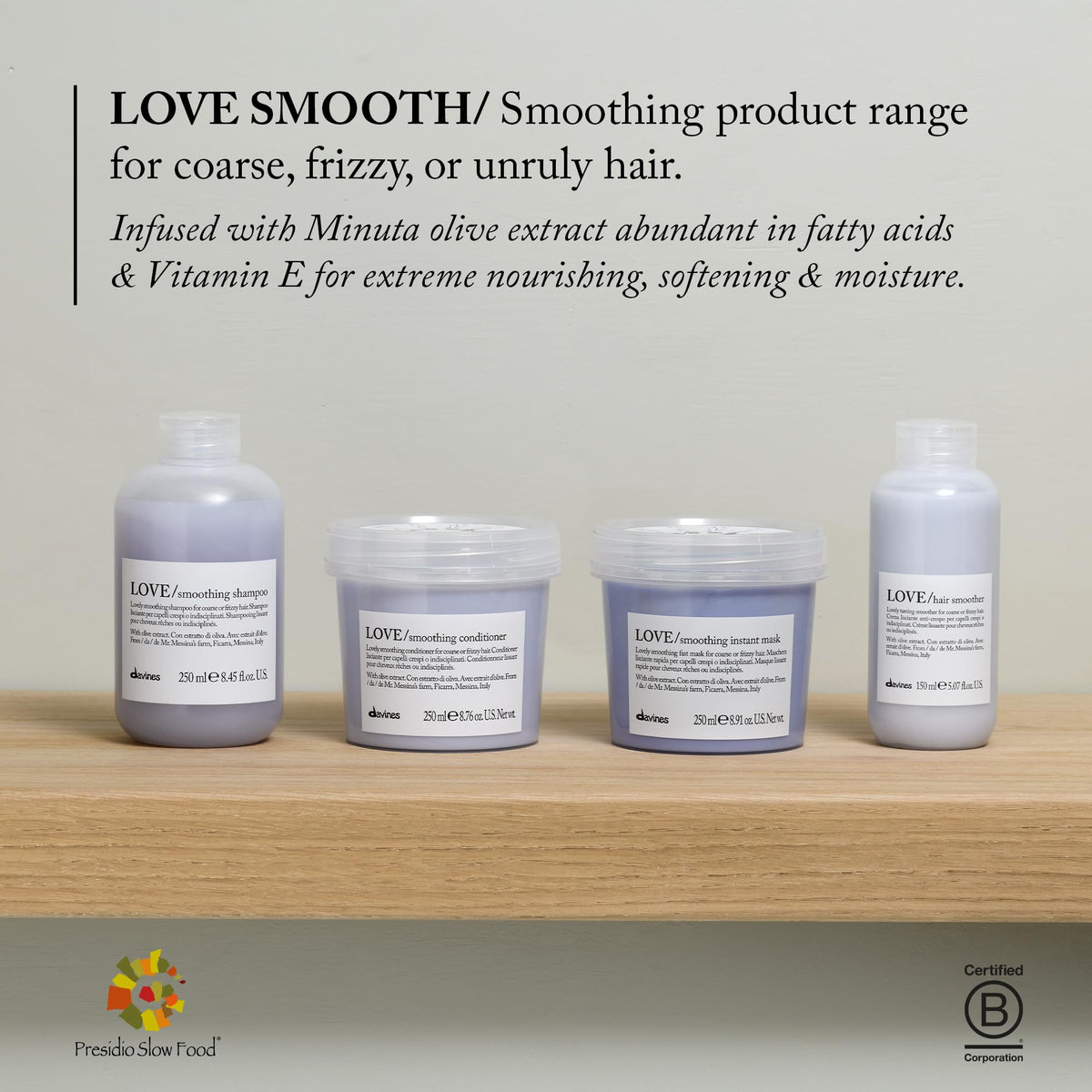 Davines LOVE SMOOTHING Conditioner with natural ingredients