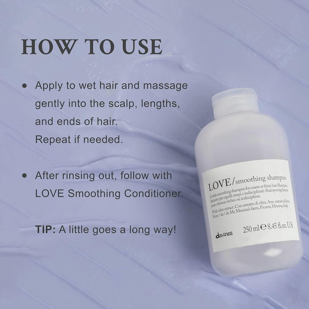 Davines LOVE SMOOTHING Shampoo 91g back view