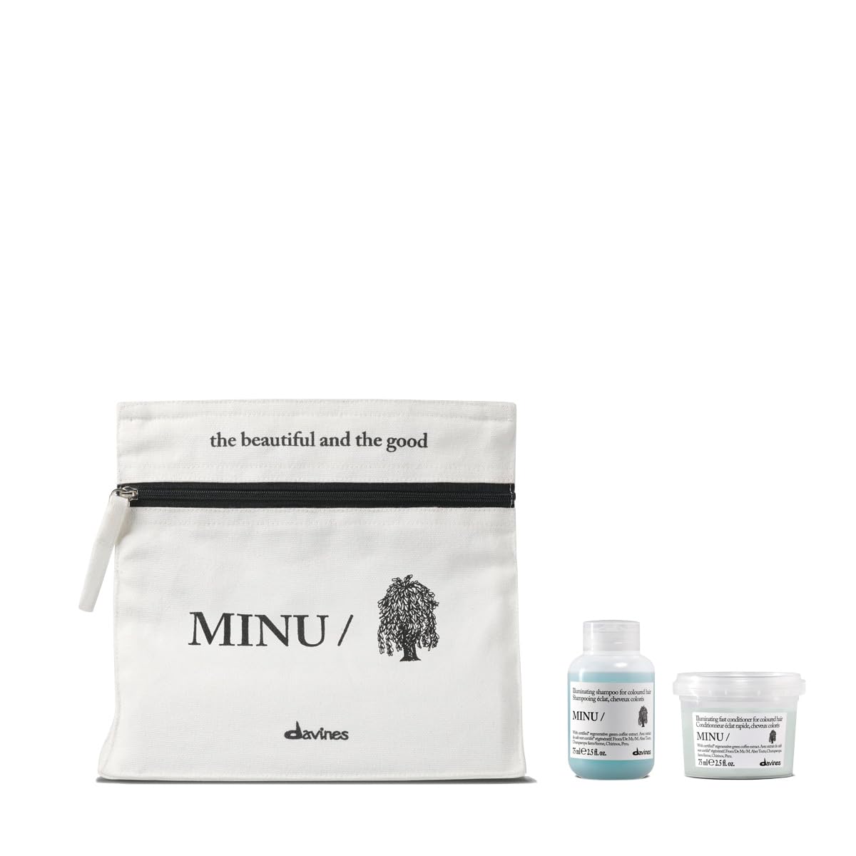 Davines MINU Discovery Kit front view with shampoo and conditioner