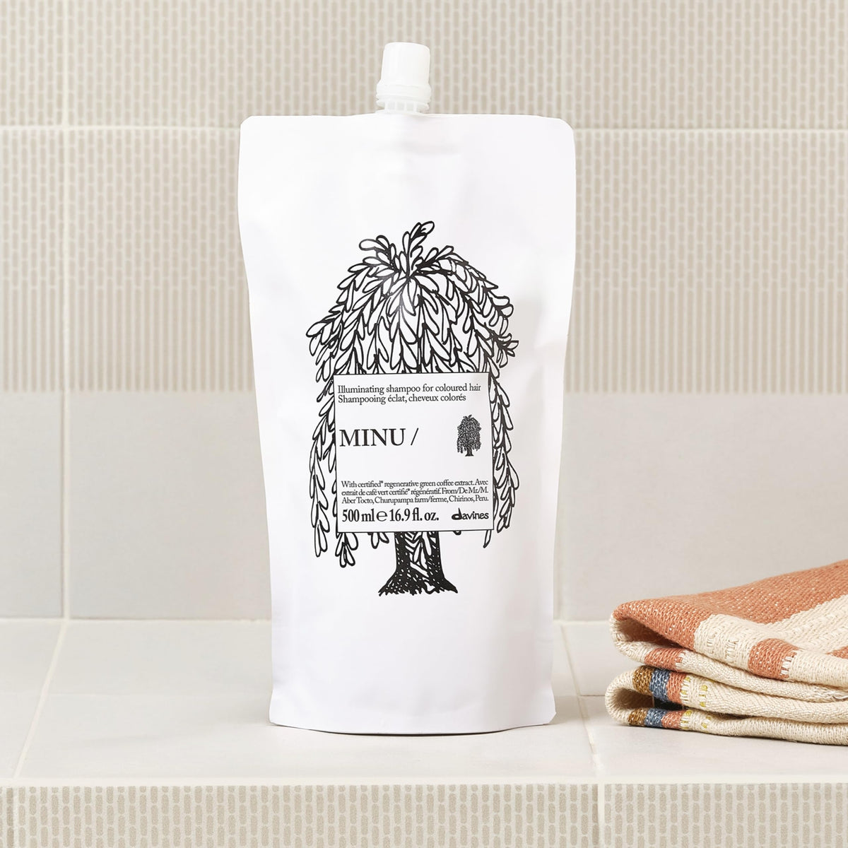 Davines MINU Shampoo refill pouch with natural ingredients