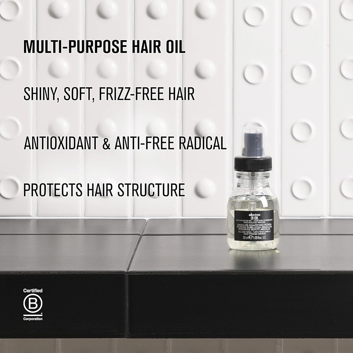 Davines OI Oil 60g with hair styling tools