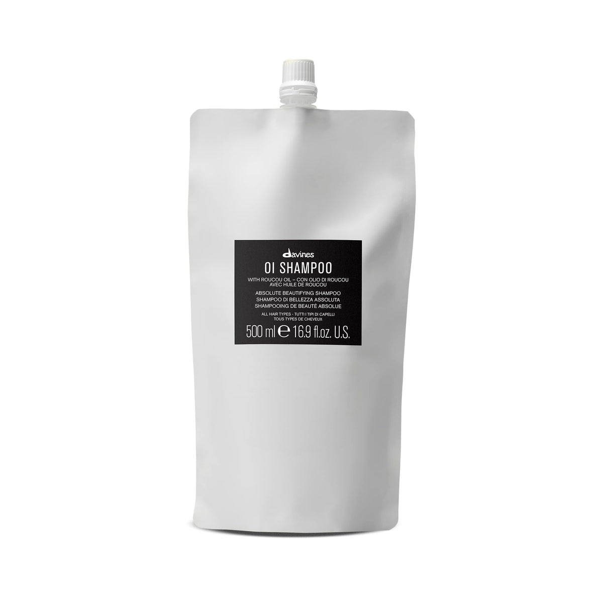 Davines OI Shampoo 549g front view with creamy texture