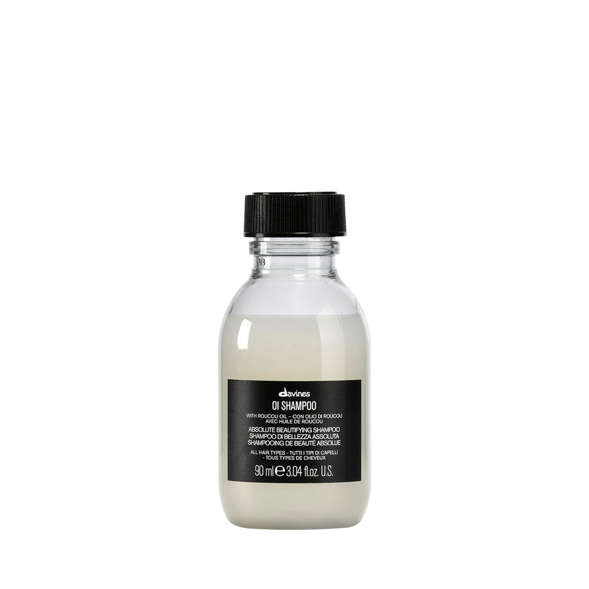 Davines OI Shampoo 70g front view with milky texture