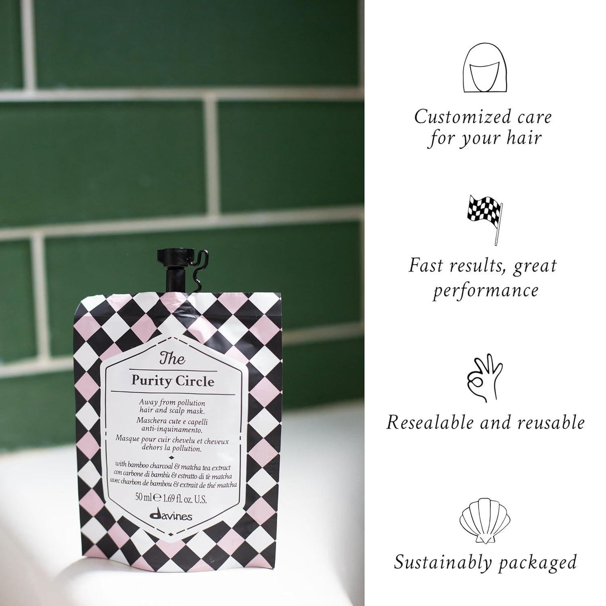 Davines The Purity Circle Hair Mask with Matcha tea and charcoal