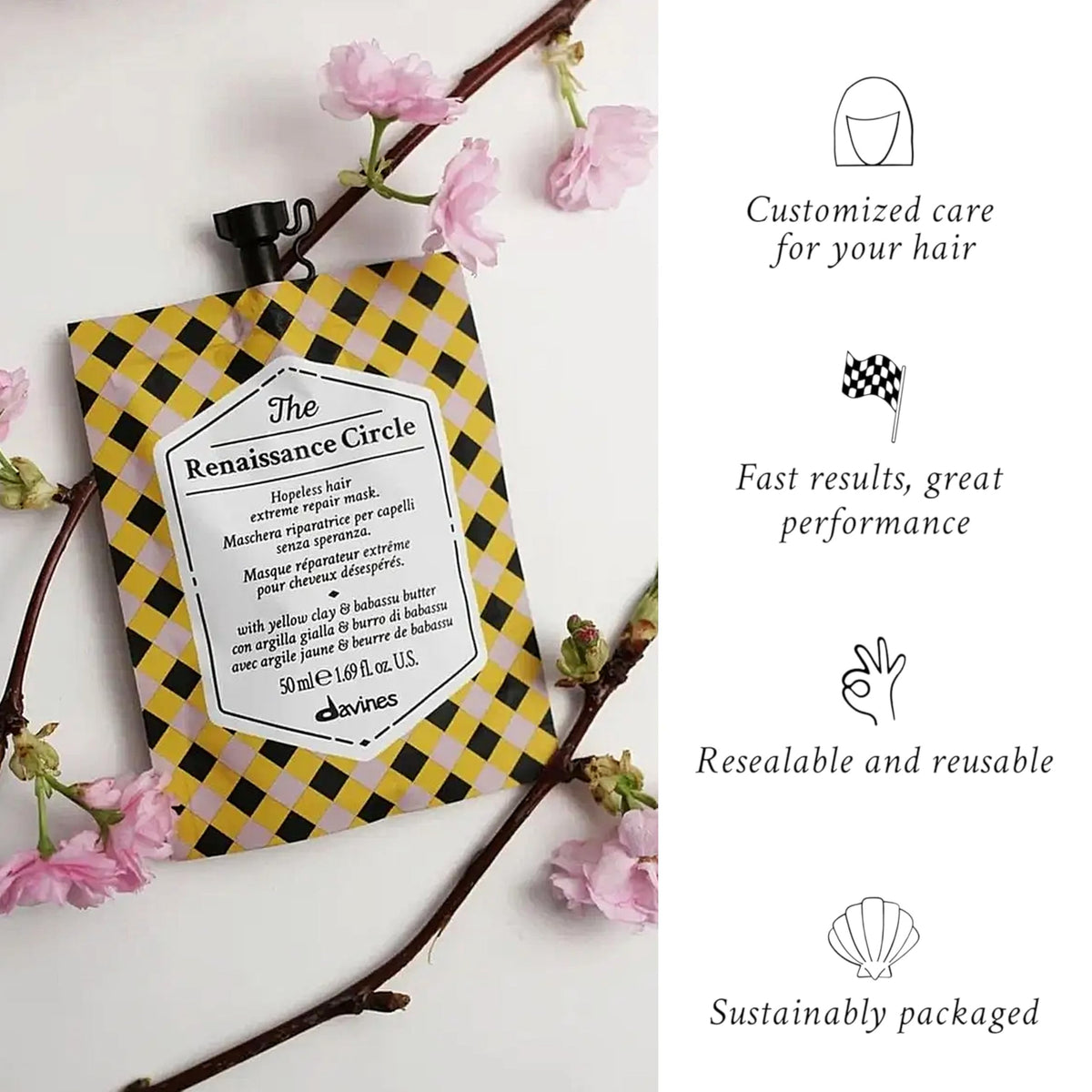 Davines The Renaissance Circle Repairing Mask application on hair