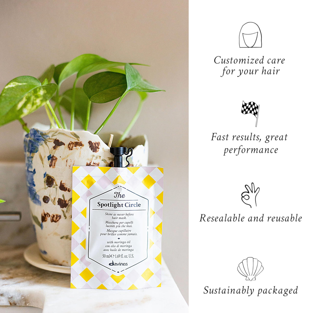 Davines The Spotlight Circle Hair Mask 50g with Moringa oil