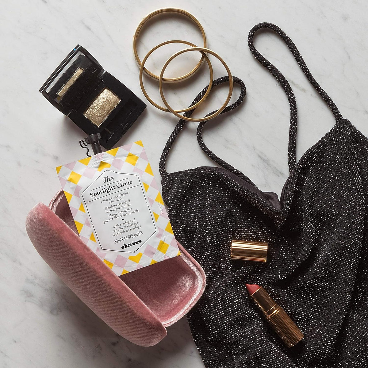 Davines The Spotlight Circle Hair Mask in bathroom setting