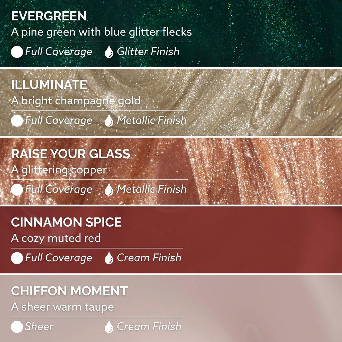 Dazzle Dry Mini Flight Afterparty with Chiffon Moment and Cinnamon Spice shades