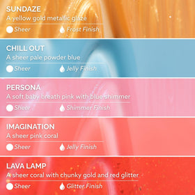 Dazzle Dry Mini Flight application process with vibrant nail colours