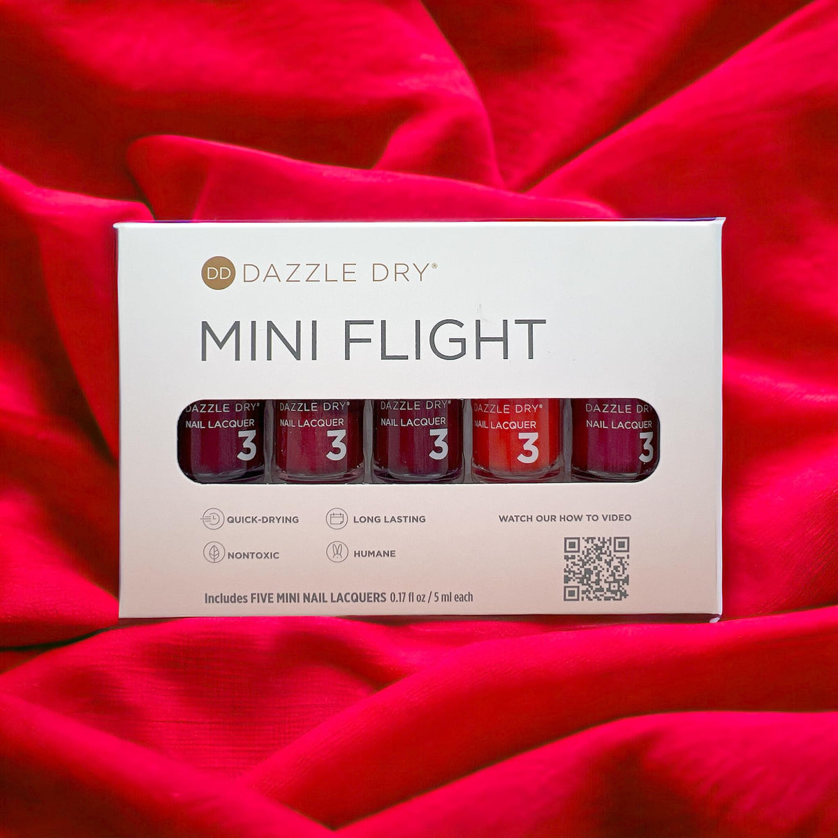 Dazzle Dry Mini Flight cherry red lacquer close-up