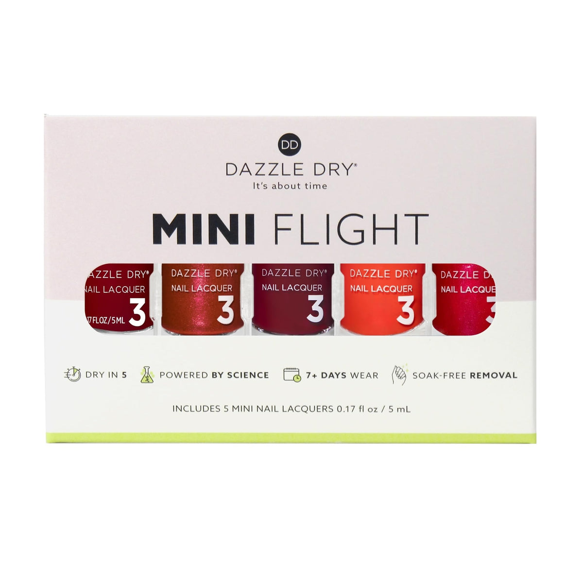 Dazzle Dry Mini Flight deep wine red lacquer close-up