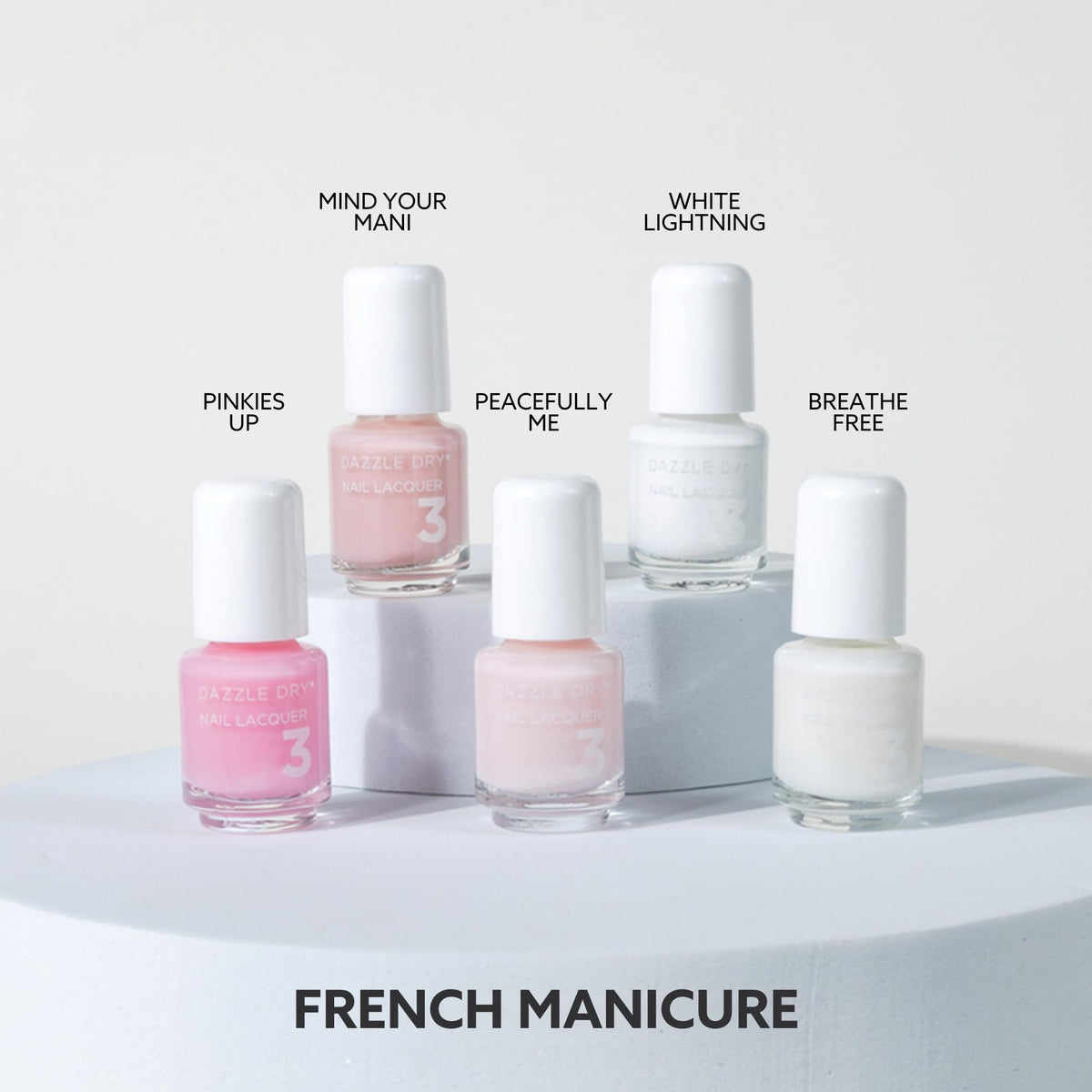 Dazzle Dry Mini Flight packaging showing all five mini lacquers