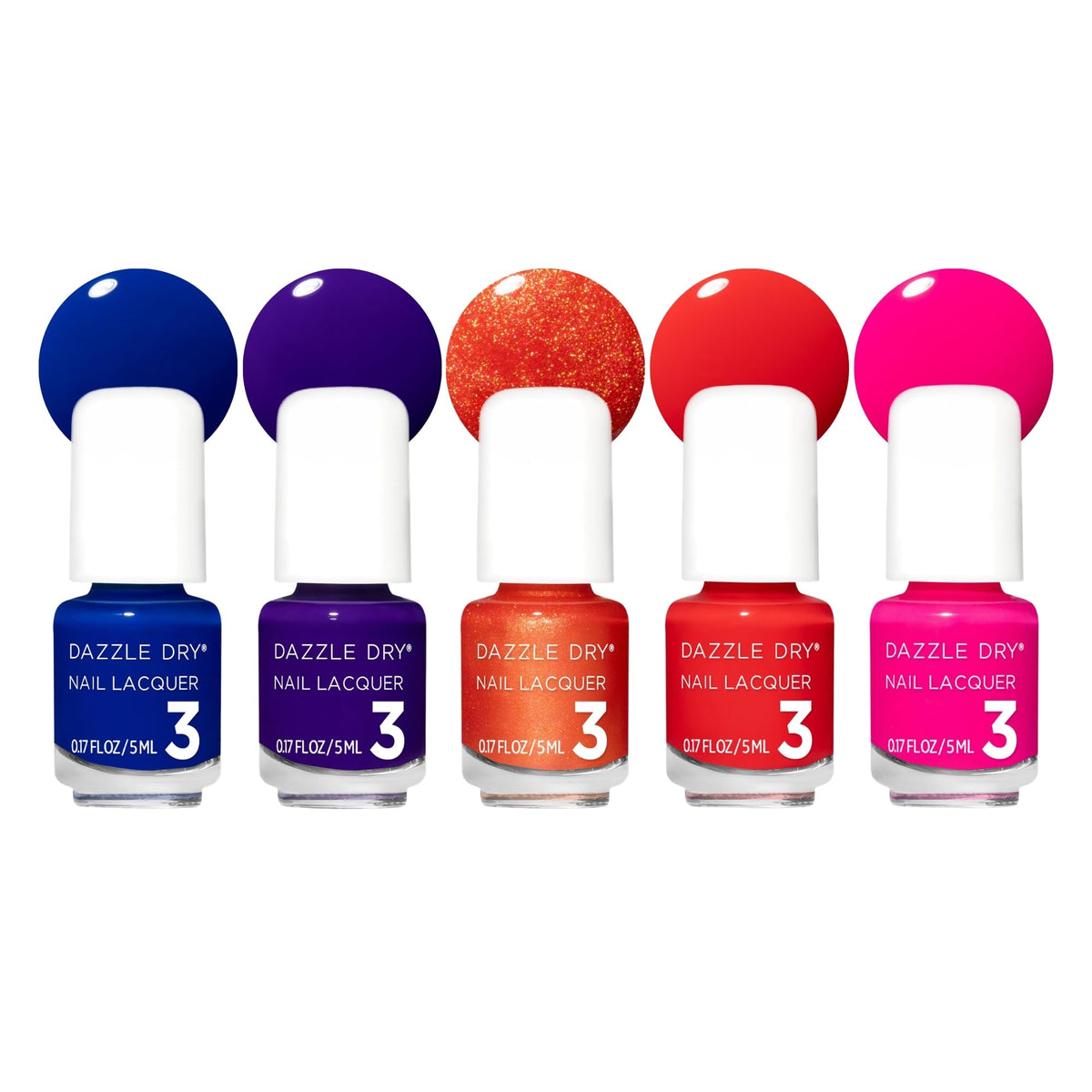 Dazzle Dry Mini Flight set with five vibrant nail lacquers