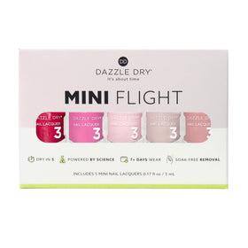 Dazzle Dry Mini Flight showing five mini lacquer bottles