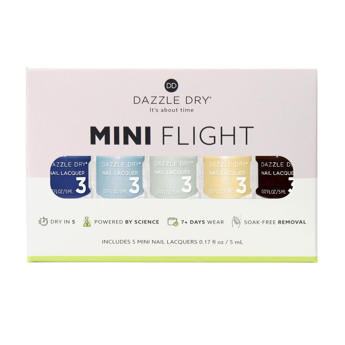 Dazzle Dry Mini Flight support frosty blue lacquer bottle