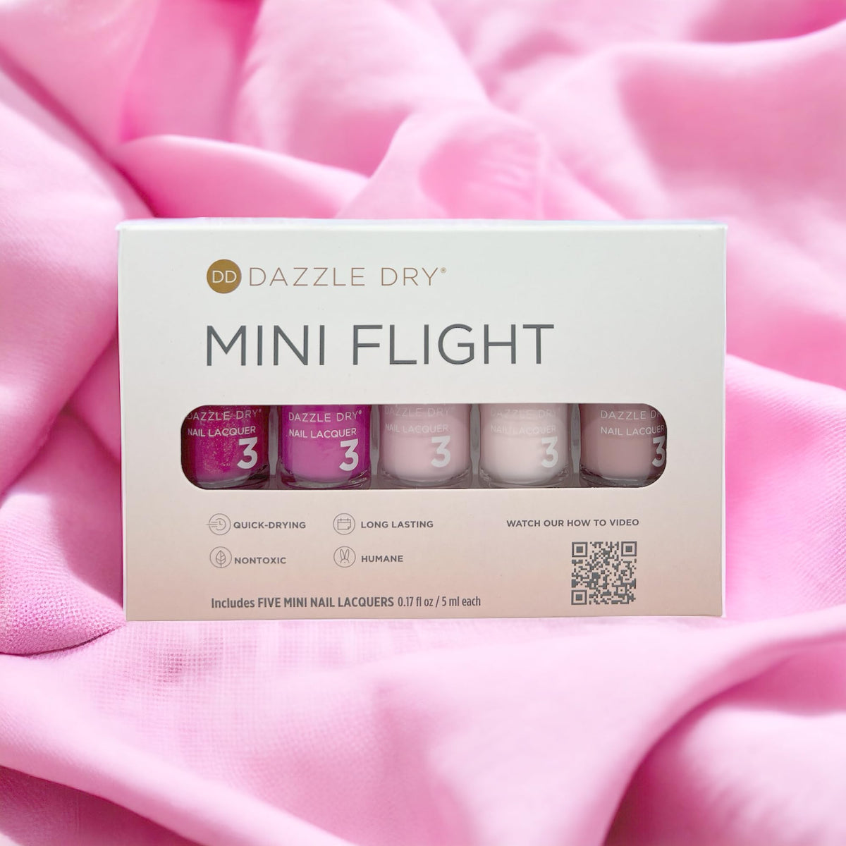 Dazzle Dry Mini Flight with medium bright pink lacquer