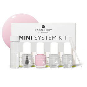 Dazzle Dry Mini Kit including Nail Prep, Base Coat, Lacquer, and Top Coat front view