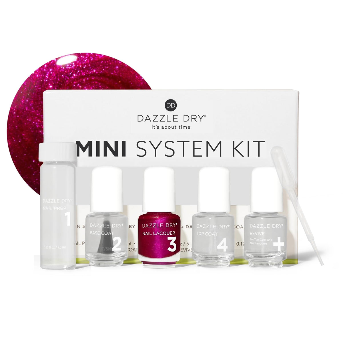 Dazzle Dry Mini Kit Kaleidoscope front view with all components