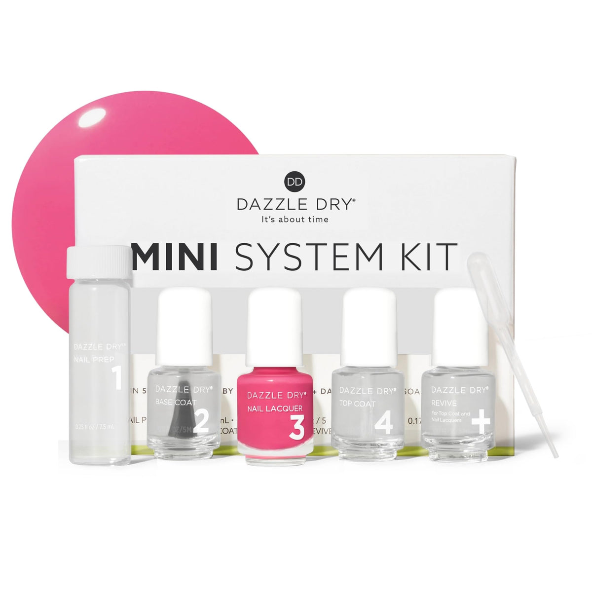 Dazzle Dry Mini Kit Raspberry Crème front view with all components