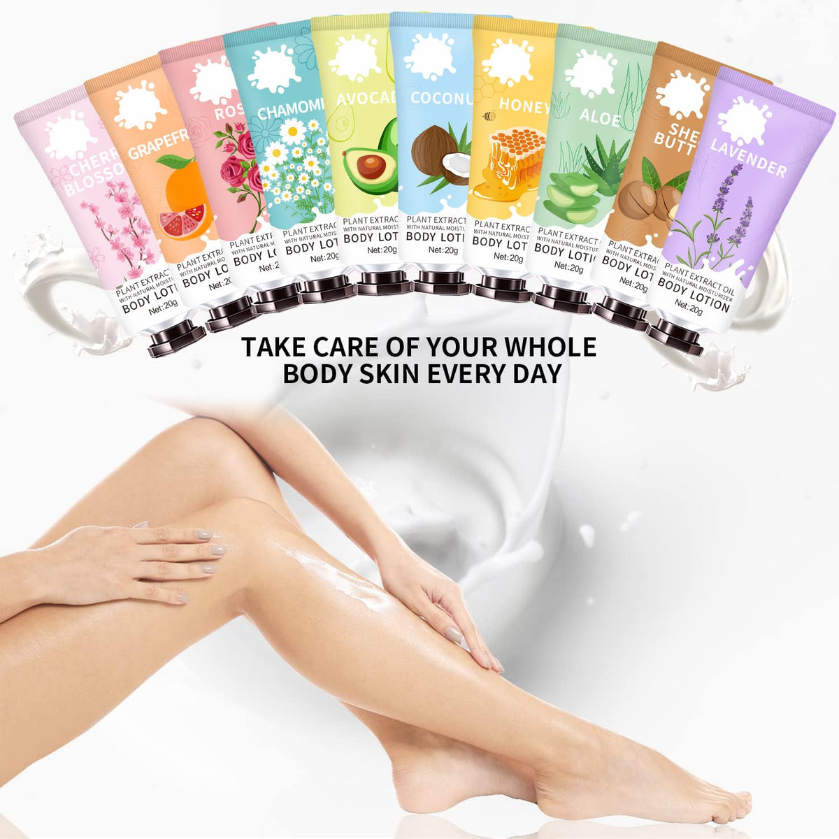 DBEAUTYM body lotion set displayed with flowers