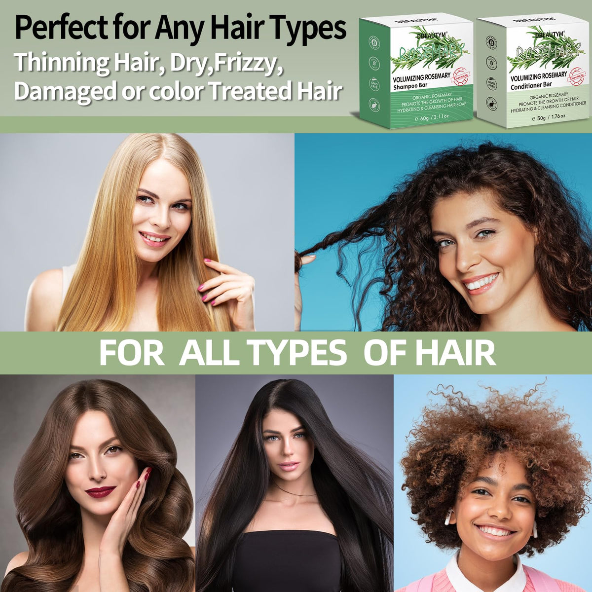 DBEAUTYM Rosemary Shampoo Bar lathering on hair
