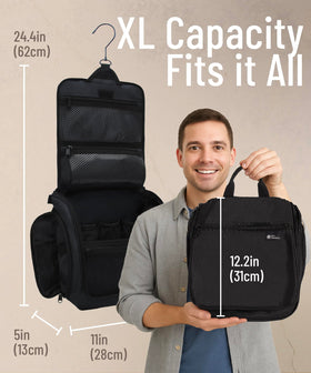DD D&D Wanderlust hanging toiletry bag showing compartments