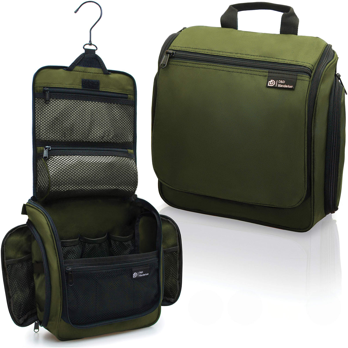 DD D&D Wanderlust Hanging Travel Toiletry Bag front view with 10 compartments