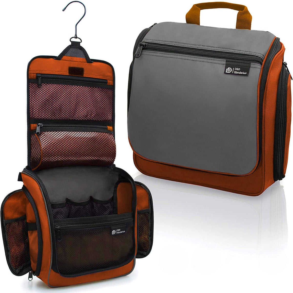 DD D&D Wanderlust Hanging Travel Toiletry Bag front view with compartments