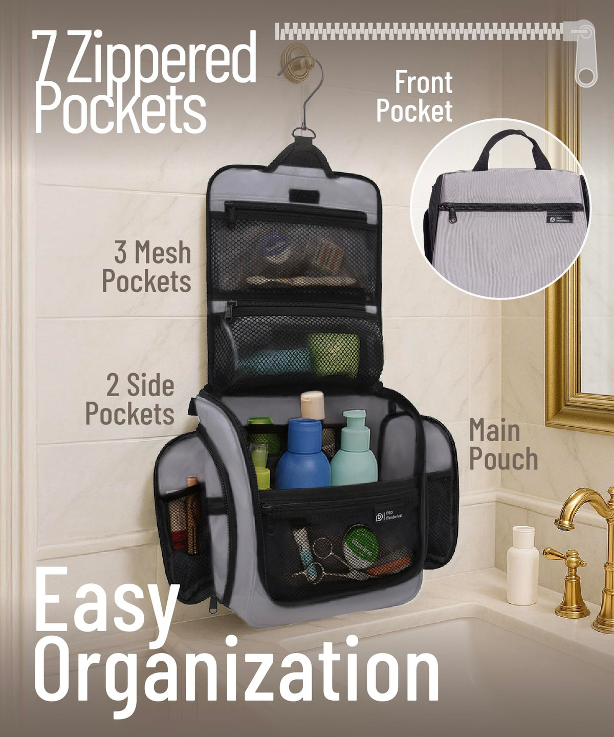 DD D&D Wanderlust Hanging Travel Toiletry Bag with hanging hook