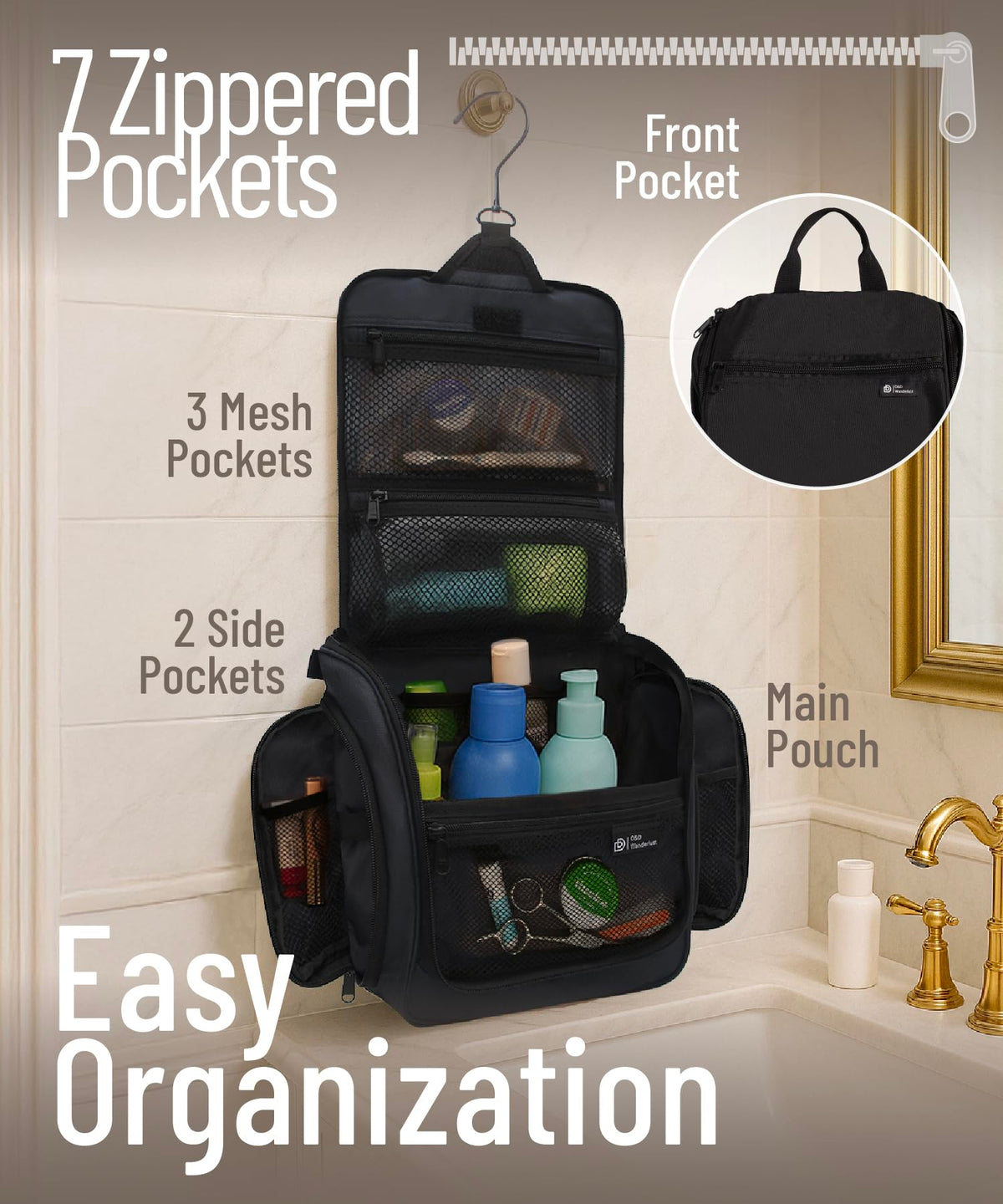 DD D&D Wanderlust Toiletry Bag compartments displayed