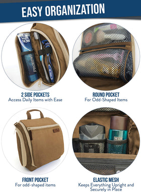 DD D&D Wanderlust Toiletry Bag hanging from a hook