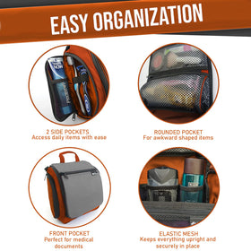 DD D&D Wanderlust Toiletry Bag open displaying 10 compartments